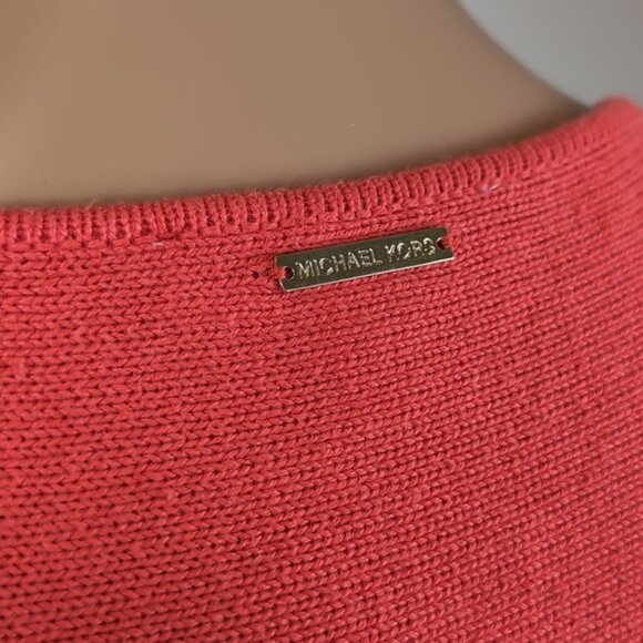Michael Kors Tunic Sweater Shirttail Knit Gold Zipper Side Pullover Pumpkin Fall - Picture 8 of 12